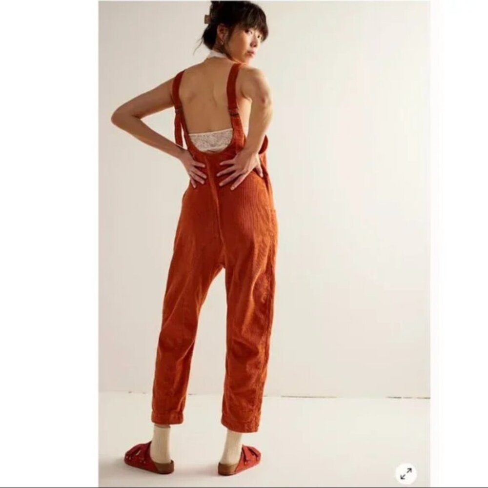 We The Free High Roller Cord Jumpsuit in  Sunburn Cedar / Burnt Orange SMALL NWT - Picture 5 of 11